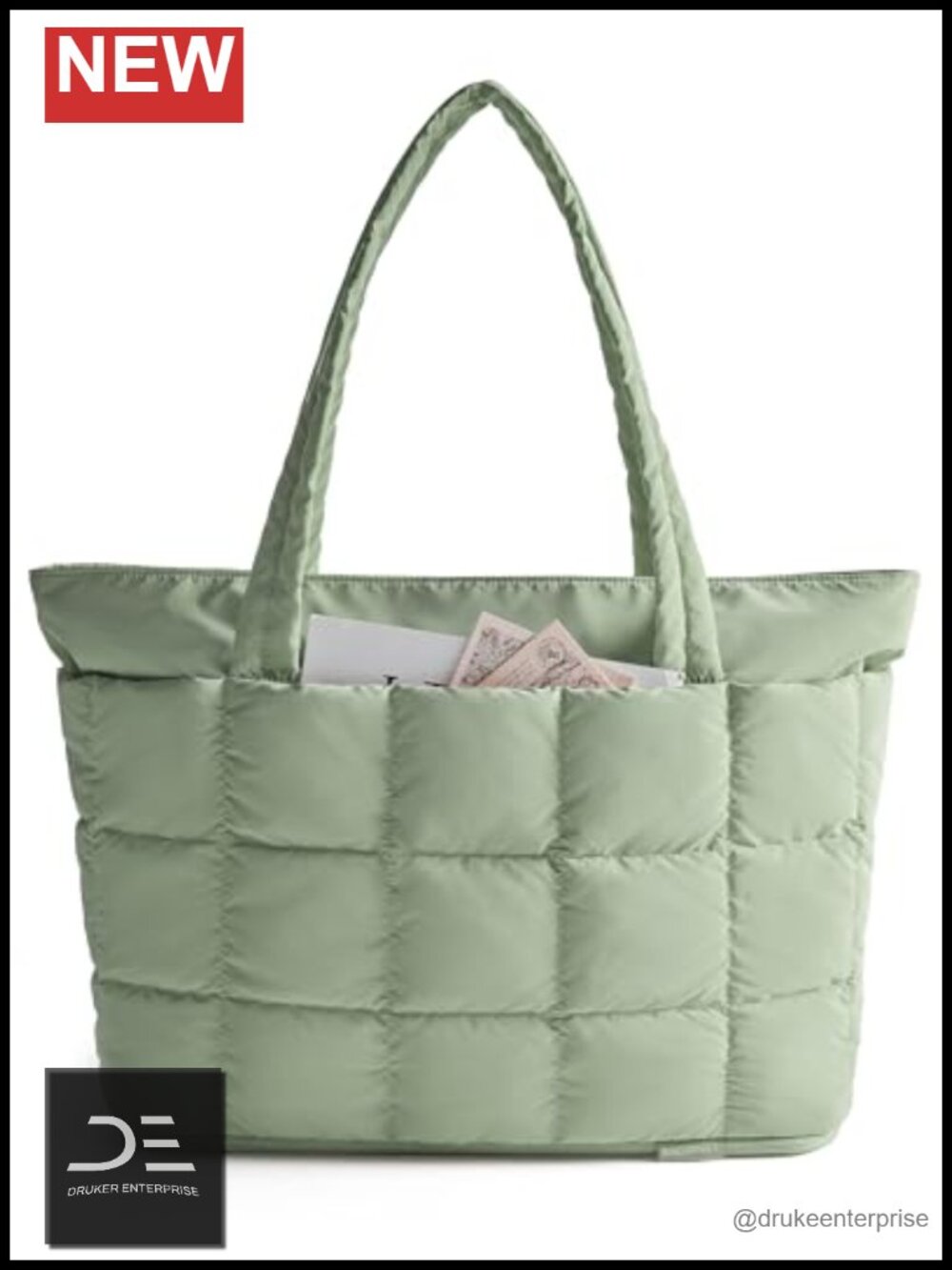 Expandable Puffer Tote Bag with 15.6" Laptop Compartment